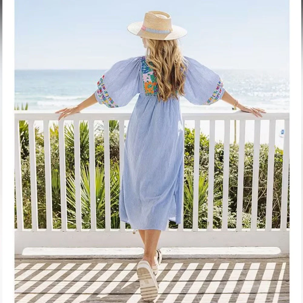 J.Marie
Tristen Embroidered Side Slit Striped Pullover Midi Dressπππ - Picture 12 of 14